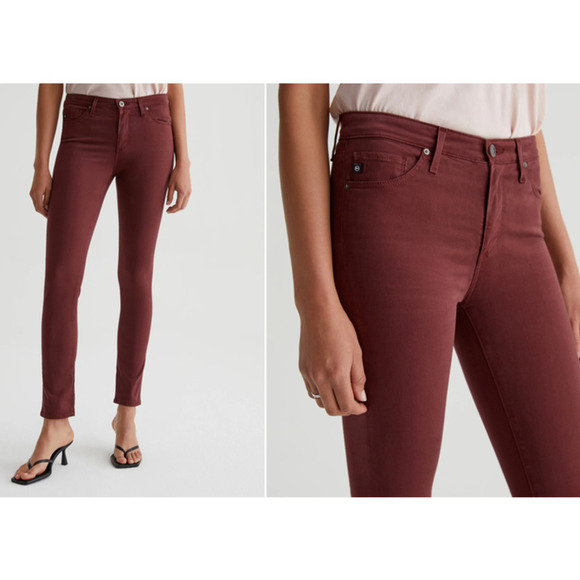 AG Adriano Goldschmied Prima Jeans Mid Rise Cigarette Leg Dark Hibiscus NWT 30 - Picture 1 of 9